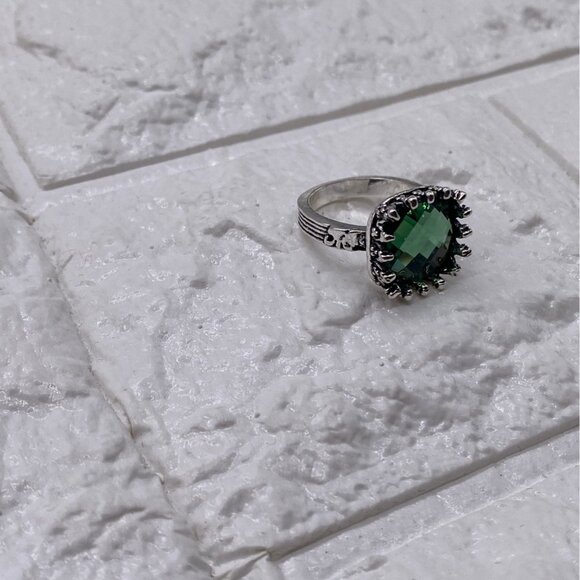 Princess Green Moonstone Gemstone 925 Silver Plated Ring Sz 7 Wedding Engagement - Picture 9 of 11